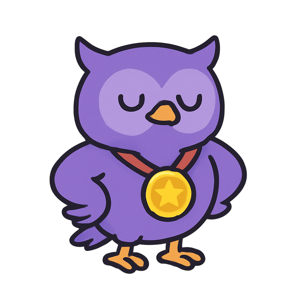Bird with confidence and a medal around the neck