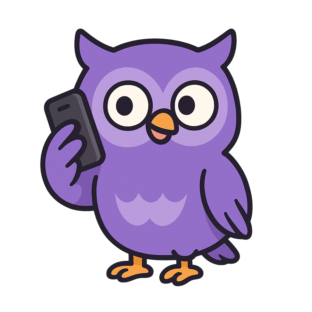 Image of a bird speaking on phone
